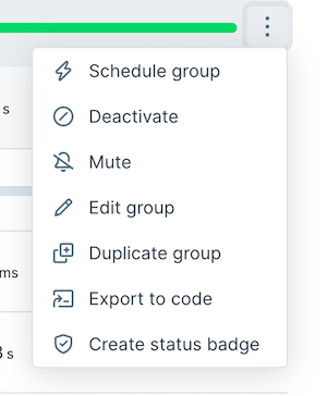 the Checkly Web UI with settings for a group